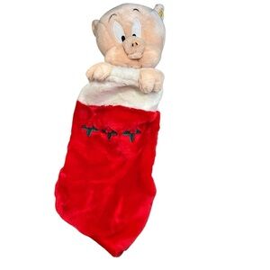 Vintage Looney Tunes porky pig Warner Brothers 20" singing Christmas Stocking